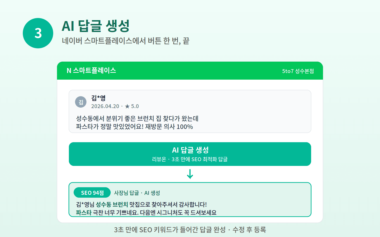 3단계: 스마트플레이스 AI 답글 생성 버튼